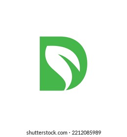 Letter D with leaf logo design. Leaf D logo design