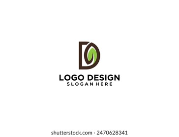 Letter D with leaf logo design