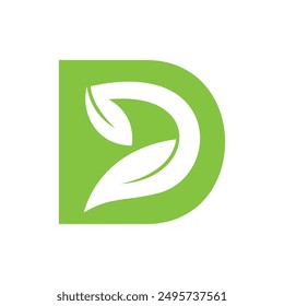 letter d leaf logo design vector