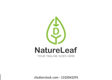 letter d Leaf logo and icon vector illustration design template