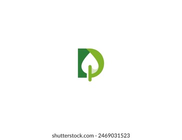 Buchstabe D Blatt Logo. Blattsymbol, Buchstabe D-Logo mit negativem Leerzeichen