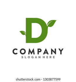 letter D and leaf logo illustration 