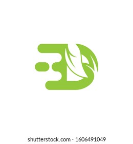 letter D and leaf logo illustration