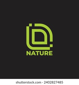 letter d i leaf nature simple geometric logo vector 