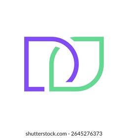 Letter D leaf overlapping line logo design