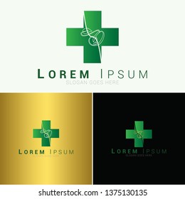 Letter D leaf plus medical logo icon design template elements vector