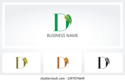Letter D Leaf Sprout Logo