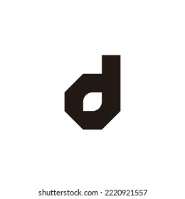 Letra d leaf, símbolo geométrico cuadrado vector logotipo simple