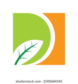 Ilustración de diseño de logotipo de Vector de hoja de letra D