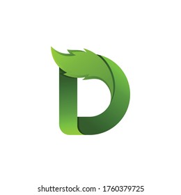 letter d with leaves, logo template