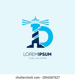 Letter D Lighthouse Logo Design Vector Icon Graphic Emblem Illustration