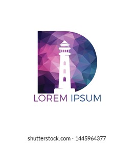 Letter D Lighthouse vector logo design. Lighthouse icon logo design vector template illustration.	
