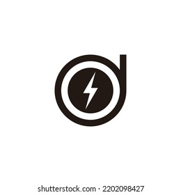 Letter d lightning, circle geometric symbol simple logo vector