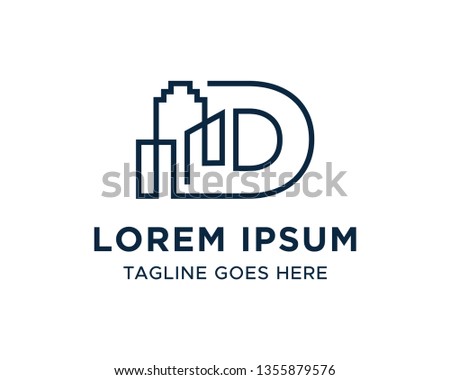 Letter D line building logo