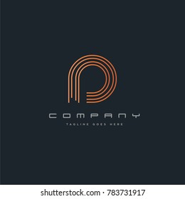 Letter D line logo icon. Stroke letter vector element.