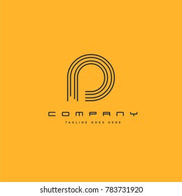 Letter D line logo icon. Stroke letter vector element.