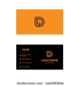 Letter D Line Modern Abstract Creative Business Logo,With Background Business Card Template Design 