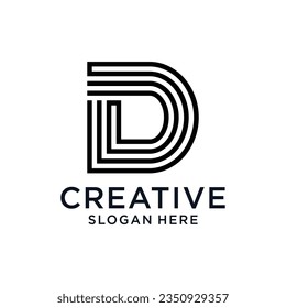 Buchstabe d mit Logo-Design im Linienstil