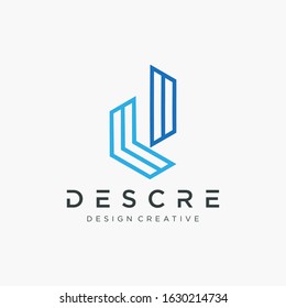 Letter D With lines style. Modern logo with Building For Construction concept Company Logo. Vector design template elements for your application or corporate identity. - vector