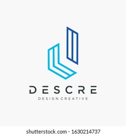 Letter D With lines style. Modern logo with Building For Construction concept Company Logo. Vector design template elements for your application or corporate identity. - vector