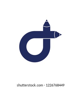 letter d linked pencil shape logo vector