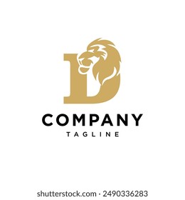 Letter D Lion Head Elegant logo icon vector