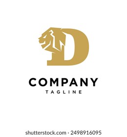 Letter D Lion Head Logo Icon Vector
