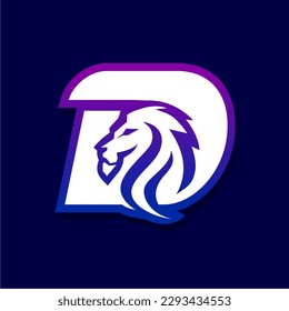 Letter D Lion Logo Design, Gaming Sport Icon