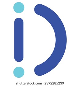 Logo de la letra D, con 2 puntos de círculo. Se puede usar para logotipos de empresas y promoción de marca. Elementos de plantilla de diseño de logotipos de vectores planos.