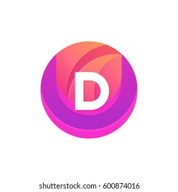 Letter D logo abstract circle shape element. Vector round company icon sign.