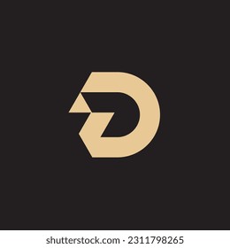 Letter D logo abstract modern and pairs elements in simple and modern style, with the gold color