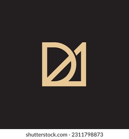 Letter D logo abstract modern and pairs elements in simple and modern style, with the gold color. 