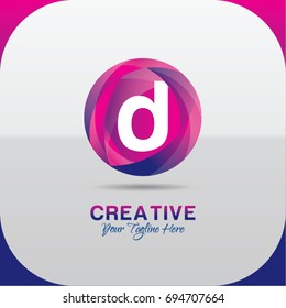 Letter D logo abstract symbol in the colorful circle. Template for your design