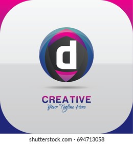 Letter D logo abstract symbol in the colorful circle. Template for your design