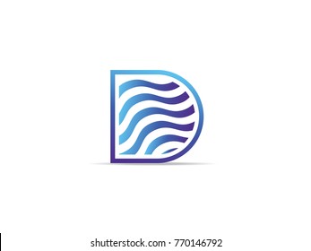 Letter D Logo. abstract wave alphabet sign template Vector illustration