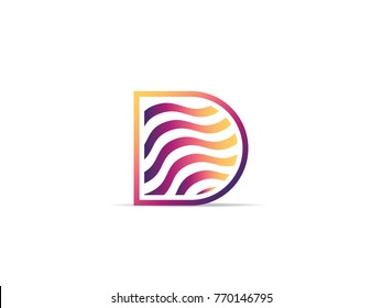 Letter D Logo. abstract wave alphabet sign template Vector illustration