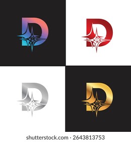 Letter D logo, D logo, AI logo set, modern and minimal design, tech-inspired, colorful icons and symbols, suitable for artificial intelligence, innovation, branding, startups, and digital identity.
