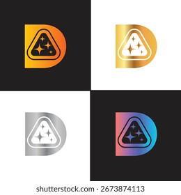 Letra D logotipo, D logotipo, conjunto de logotipo AI, design moderno e mínimo, inspirado na tecnologia, ícones e símbolos coloridos, adequado para inteligência artificial, inovação, marca, start-ups e identidade digital.