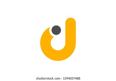 letter D logo alphabet design icon for business yellow grey. Suitable for a company logotype