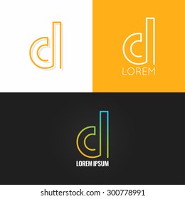 letter D logo alphabet design icon set background