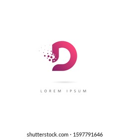 Letter D logo. Alphabet logotype vector design with dots element.