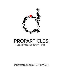 Logotipo de la letra D. Diseño de Vector de logotipos de partículas de alfabeto.