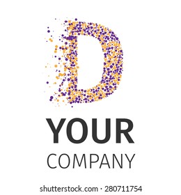 Letter D logo. Alphabet particles logotype vector design. Excellent vector illustration, EPS 10