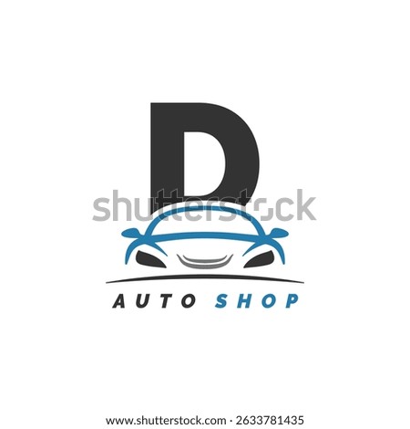 letter D logo auto mechanic with car design. Alphabet D automotive car style icon