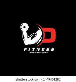 Letter D Logo With barbell. Fitness Gym logo. Love fitness logo template. fitness vector logo design for gym and fitness.