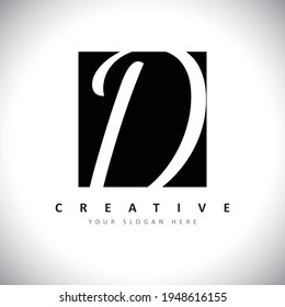Letter D Logo With Black and White Letters Negative Space Design