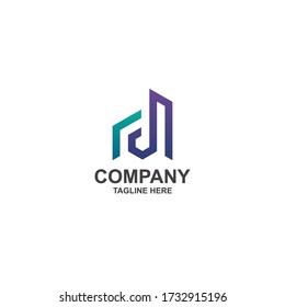 letter d logo with building design template