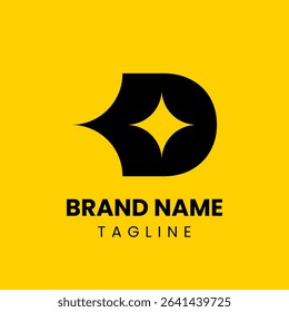 Letter D logo with a centered star for a balanced and elegant look. Ideal for professional and innovative branding with a strong, clean identity.