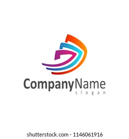letter d logo in colorful layer shape