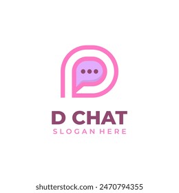 Letter D logo combination with chat icon, talk vector symbol
